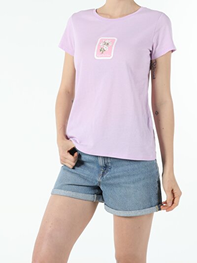 Image de T-shirt À Manches Courtes Violet Regular Fit Femme