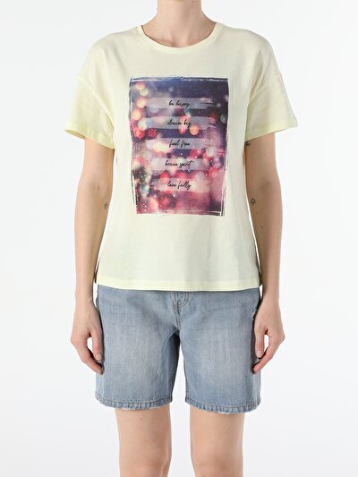 Image de T-shirt À Manches Courtes Jaune Regular Fit  Femme
