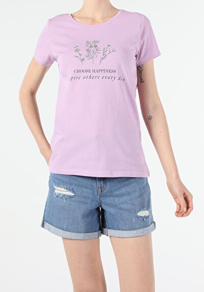 Image de T-shirt À Manches Courtes Violet Regular Fit  Femme