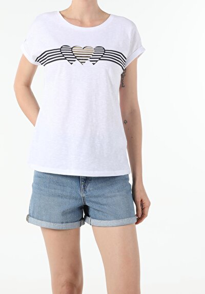 Image de T-shirt À Manches Courtes Blanc Regular Fit  Femme