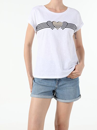 Image de T-shirt À Manches Courtes Blanc Regular Fit Femme