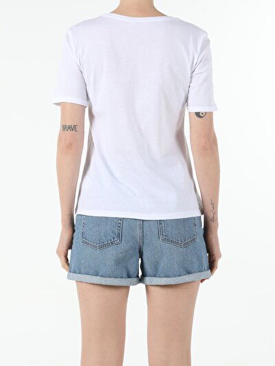 Image de T-shirt À Manches Courtes Blanc Regular Fit Femme