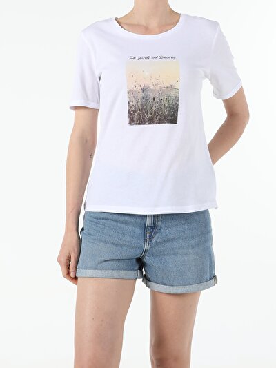 Image de T-shirt À Manches Courtes Blanc Regular Fit  Femme