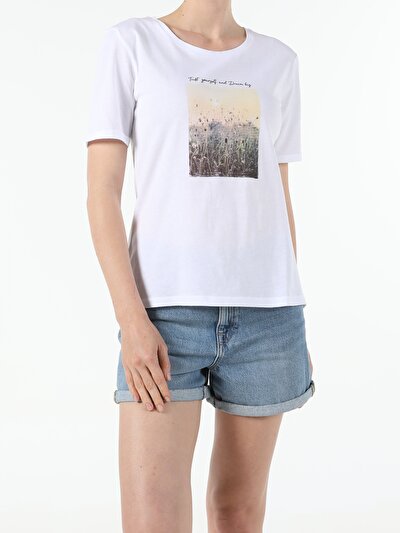 Image de T-shirt À Manches Courtes Blanc Regular Fit  Femme
