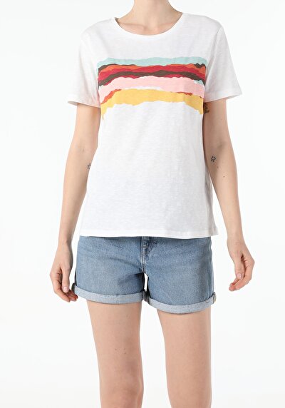 Image de T-shirt À Manches Courtes Blanc Regular Fit Femme