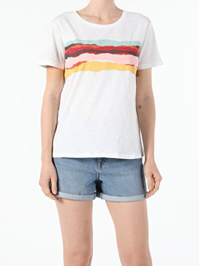 Image de T-shirt À Manches Courtes Blanc Regular Fit  Femme