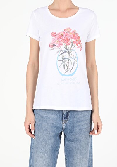 Image de T-shirt À Manches Courtes Blanc Regular Fit  Femme