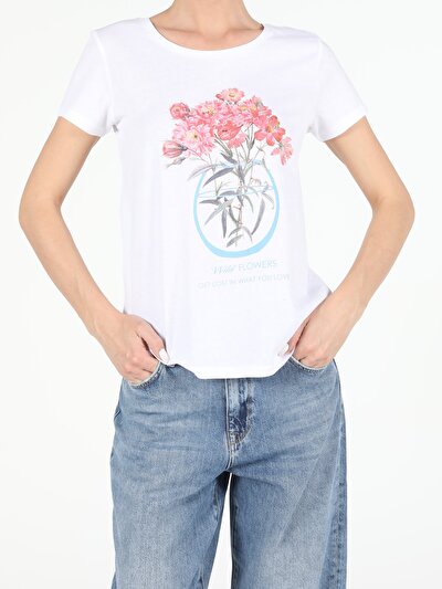 Image de T-shirt À Manches Courtes Blanc Regular Fit  Femme