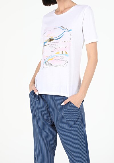 Image de T-shirt À Manches Courtes Blanc Regular Fit  Femme