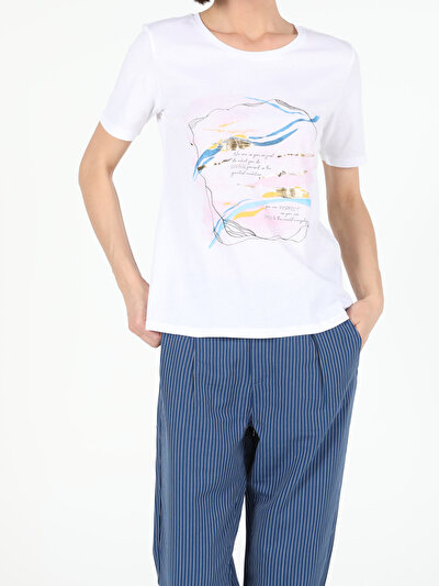 Image de T-shirt À Manches Courtes Blanc Regular Fit  Femme