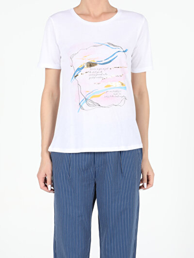 Image de T-shirt À Manches Courtes Blanc Regular Fit  Femme