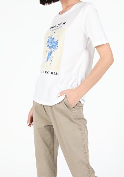 Image de T-shirt À Manches Courtes Blanc Regular Fit Femme