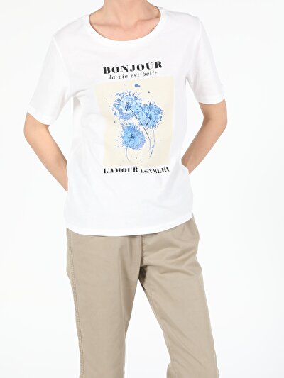Image de T-shirt À Manches Courtes Blanc Regular Fit  Femme
