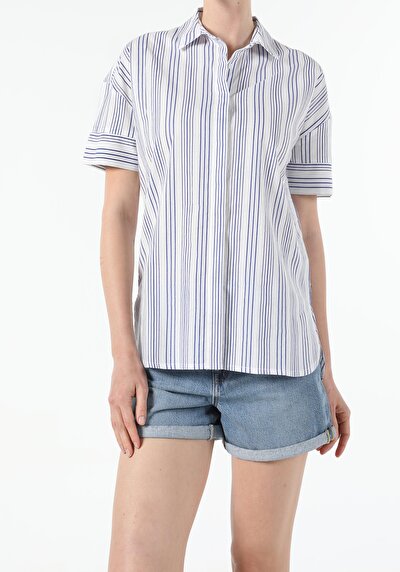 Image de Chemise À Manches Courtes Blanc Regular Fit Femme