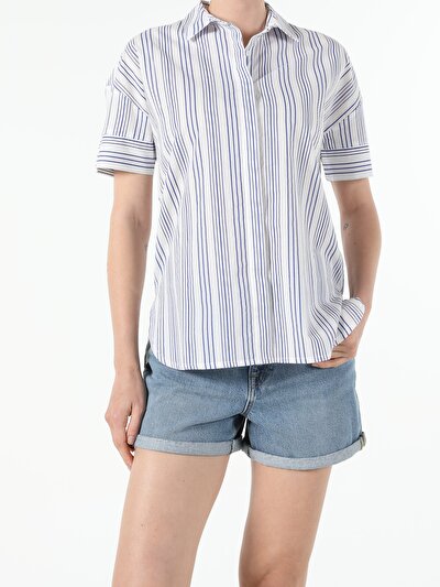 Image de Chemise À Manches Courtes Blanc Regular Fit Femme
