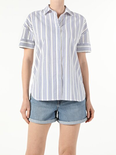 Image de Chemise À Manches Courtes Blanc  Regular Fit Femme