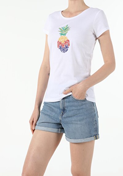 Image de T-shirt À Manches Courtes Blanc Regular Fit  Femme