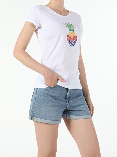 Image de T-shirt À Manches Courtes Blanc Regular Fit  Femme