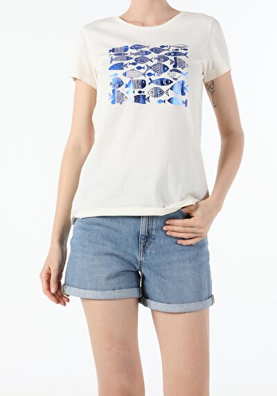 Image de T-shirt À Manches Courtes Blanc Regular Fit  Femme