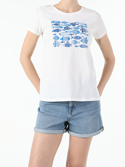 Image de T-shirt À Manches Courtes Blanc Regular Fit  Femme