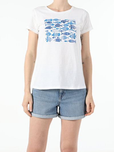 Image de T-shirt À Manches Courtes Blanc Regular Fit  Femme