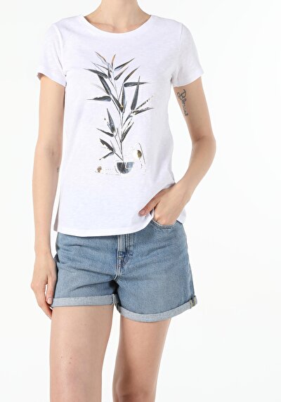 Image de T-shirt À Manches Courtes Blanc Regular Fit  Femme