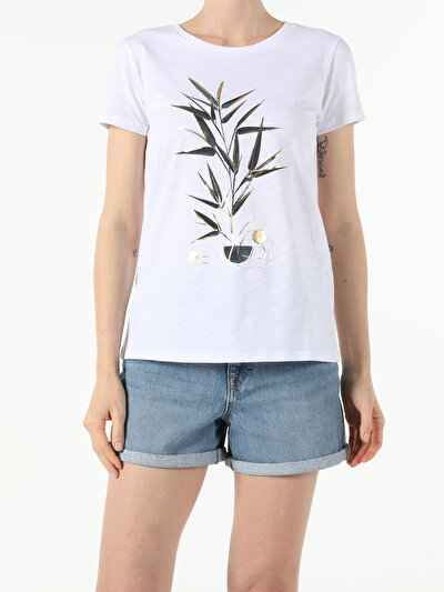 Image de T-shirt À Manches Courtes Blanc Regular Fit Femme