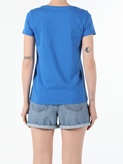 Image de T-shirt À Manches Courtes Bleu Regular Fit  Femme