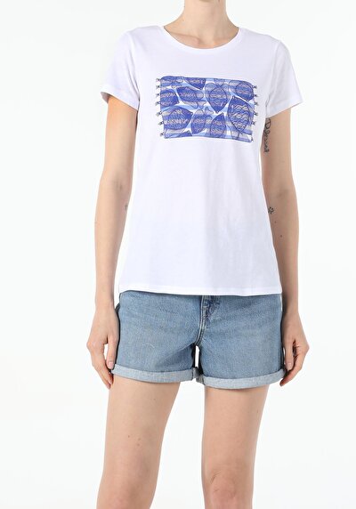 Image de T-shirt À Manches Courtes Blanc Regular Fit Femme