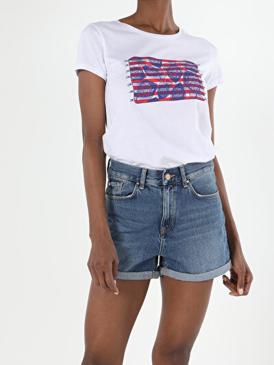 Image de T-shirt À Manches Courtes Blanc Regular Fit  Femme