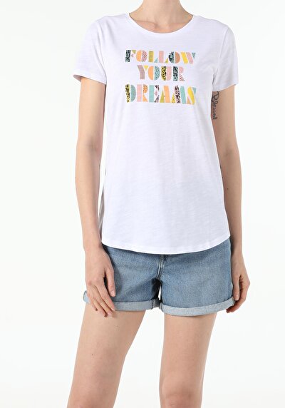 Image de T-shirt À Manches Courtes Blanc Regular Fit Femme