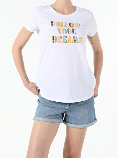 Image de T-shirt À Manches Courtes Blanc Regular Fit  Femme