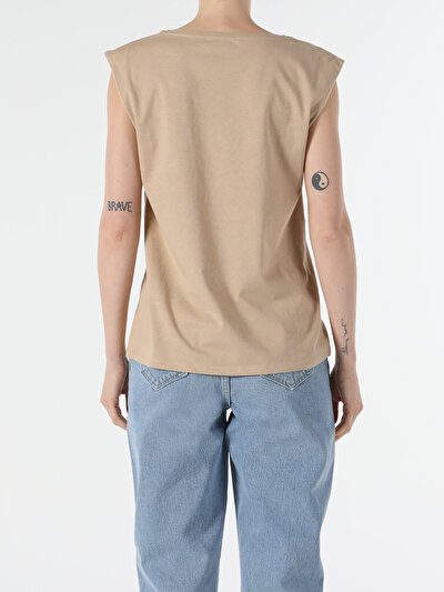 Image de T-shirt À Manches Courtes Beige Regular Fit  Femme