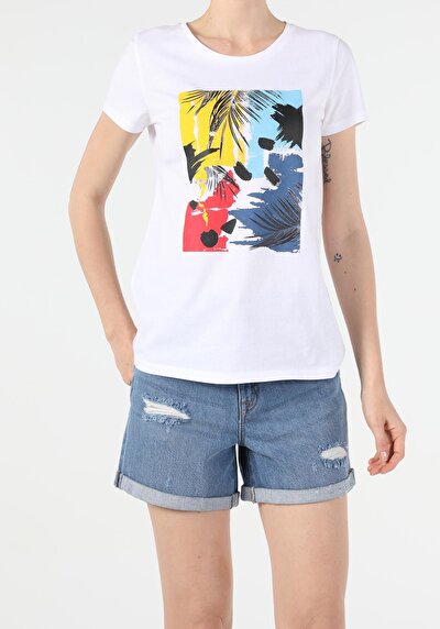 Image de T-shirt À Manches Courtes Blanc Regular Fit Femme