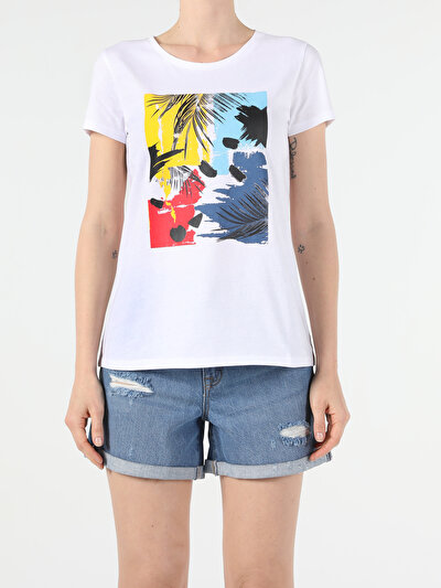 Image de T-shirt À Manches Courtes Blanc Regular Fit  Femme