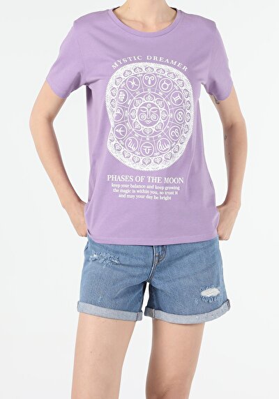 Image de T-shirt À Manches Courtes Violet Comfort Fit Femme