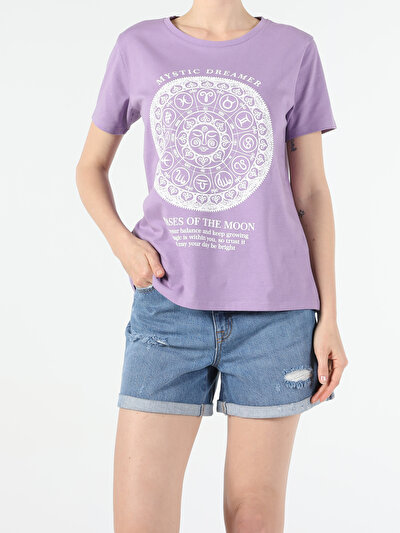 Image de T-shirt À Manches Courtes Violet Comfort Fit Femme