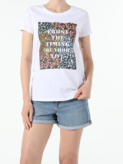 Image de T-shirt À Manches Courtes Blanc Regular Fit  Femme