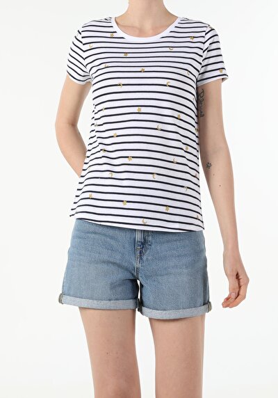 Image de T-shirt À Manches Courtes Blanc Regular Fit Femme