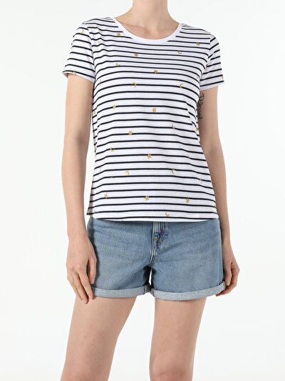 Image de T-shirt À Manches Courtes Blanc Regular Fit  Femme