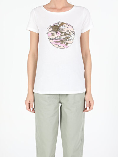 Image de T-shirt À Manches Courtes Blanc Regular Fit  Femme