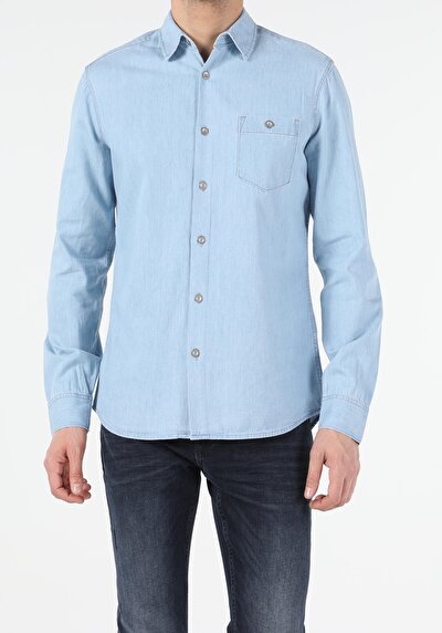 Image de Shırt À Manches Longues Denim Slim Fit Homme