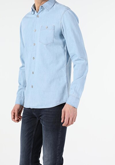 Image de Shırt À Manches Longues Denim Slim Fit Homme