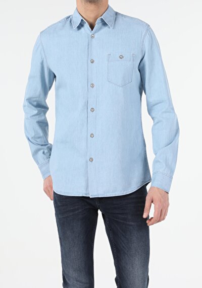 Afficher les détails de Shırt À Manches Longues Denim Slim Fit   Homme