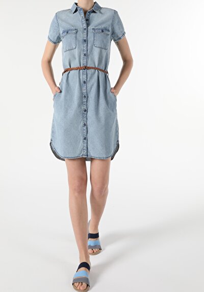 Afficher les détails de Robe Bleu Clair Regular Fit    Femme