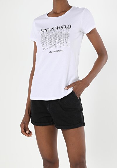 Image de T-shirt À Manches Courtes Blanc Regular Fit  Femme