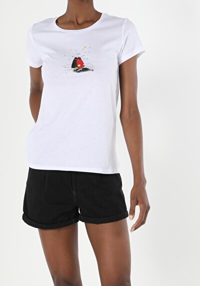 Image de T-shirt À Manches Courtes Blanc Regular Fit  Femme