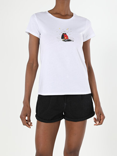 Image de T-shirt À Manches Courtes Blanc Regular Fit  Femme