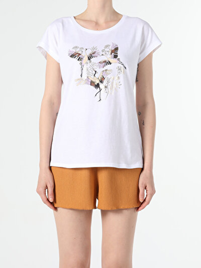 Image de T-shirt À Manches Courtes Blanc Regular Fit  Femme