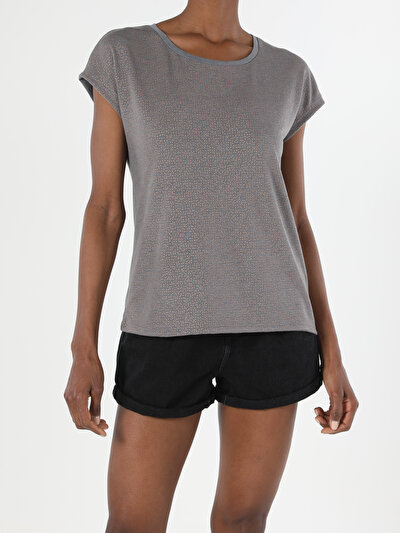Image de T-shirt À Manches Courtes Gris Regular Fit  Femme